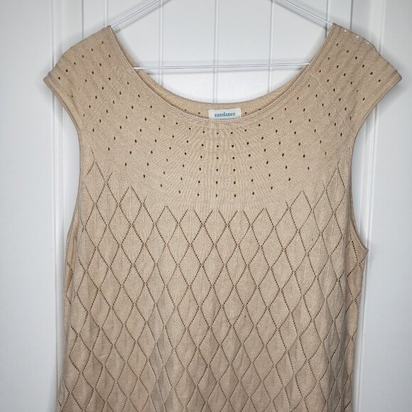 Sundance Soft Whispers Dress Womens XL Beige Sweater Sleeveless Knit A Line - Picture 2 of 12